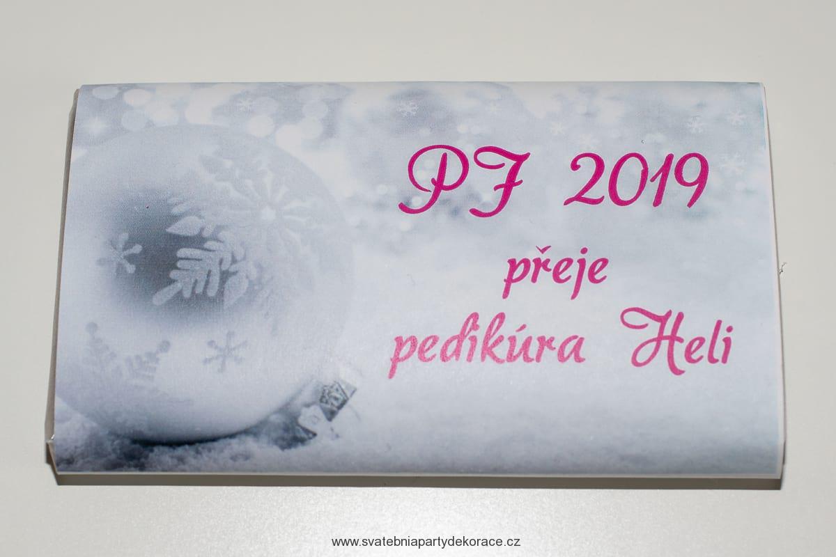 Vánoční čokoládka s textem na přání - bílá baňka